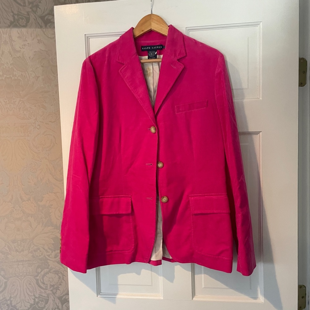Ralph Lauren Women's Hot Pink Blazer 14 Corduroy Black Label